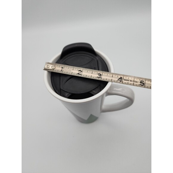 Starbucks Triangle Christmas Tree 14oz Travel Ceramic Coffee Mug With Lid - Picture 8 of 11